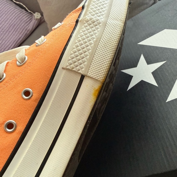 Converse High Top Platform Sneakers in Orange with White Accents - Picture 4 of 6